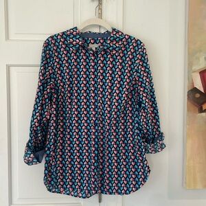EUC Talbots Medium Heart ❤️ Print Button Down Valentines Not Corny!